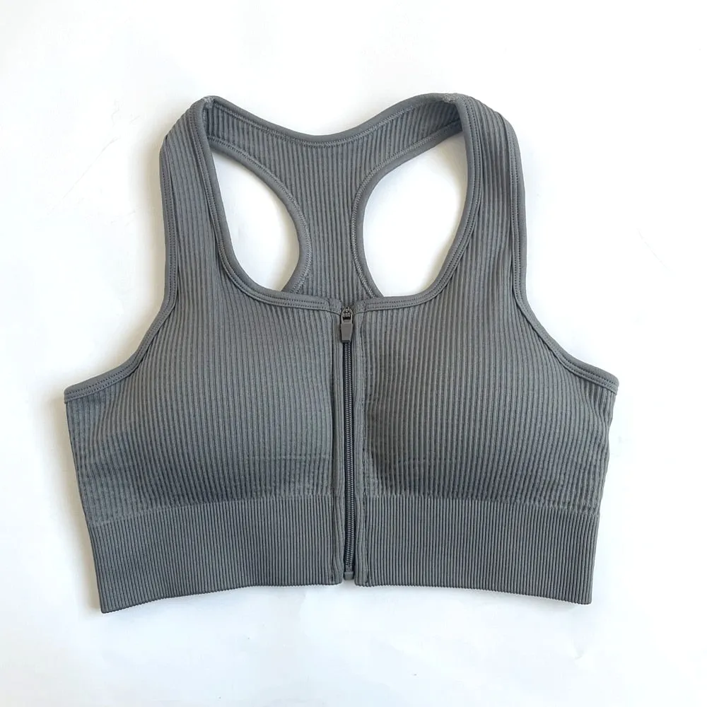 Zippered Long Sleeve Yoga Suit Quick Dry Running Gym Striped Drawstring Waist Sports Pants set women