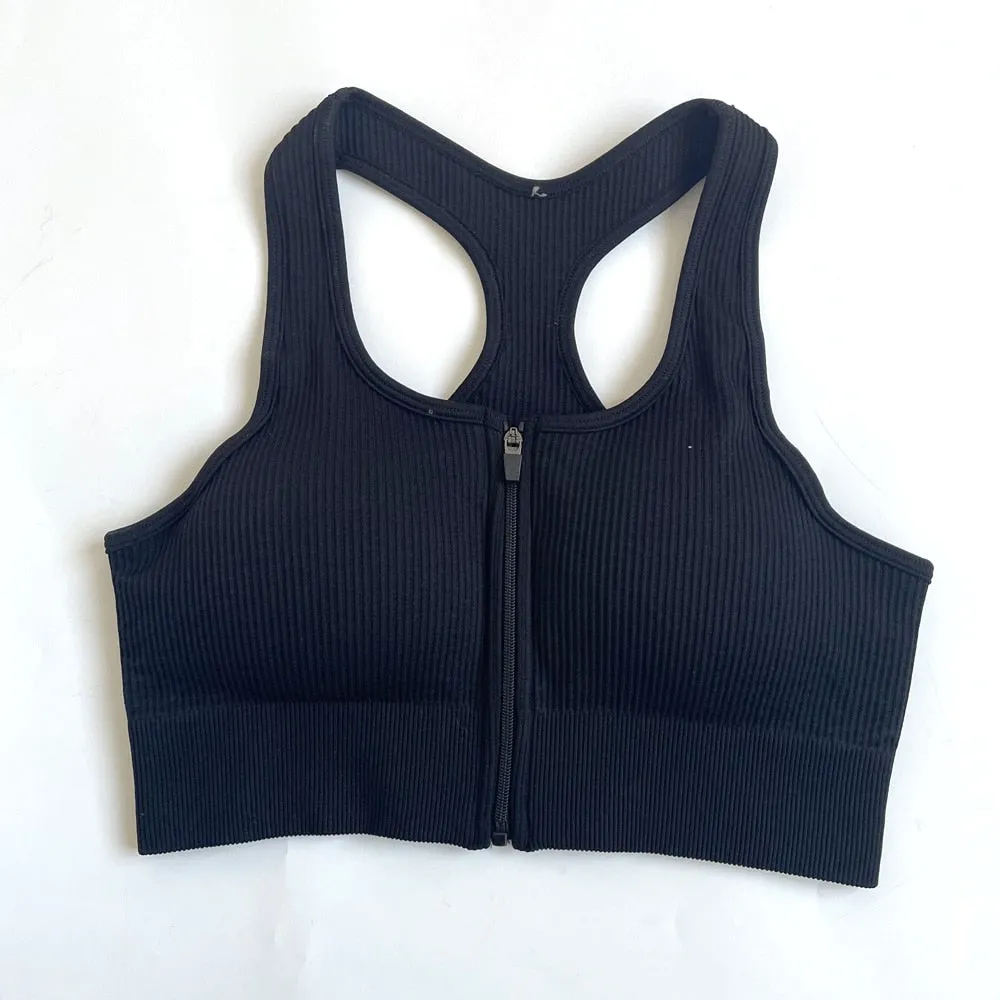 Zippered Long Sleeve Yoga Suit Quick Dry Running Gym Striped Drawstring Waist Sports Pants set women