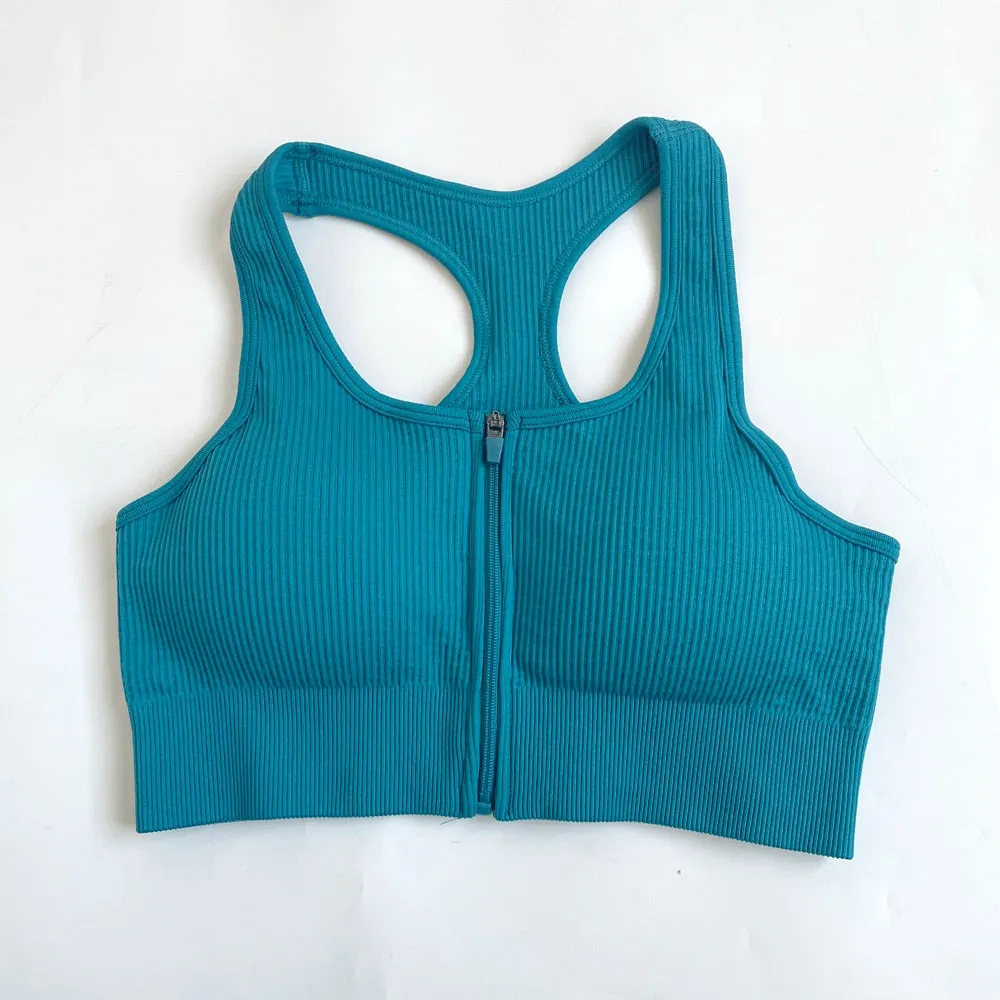Zippered Long Sleeve Yoga Suit Quick Dry Running Gym Striped Drawstring Waist Sports Pants set women